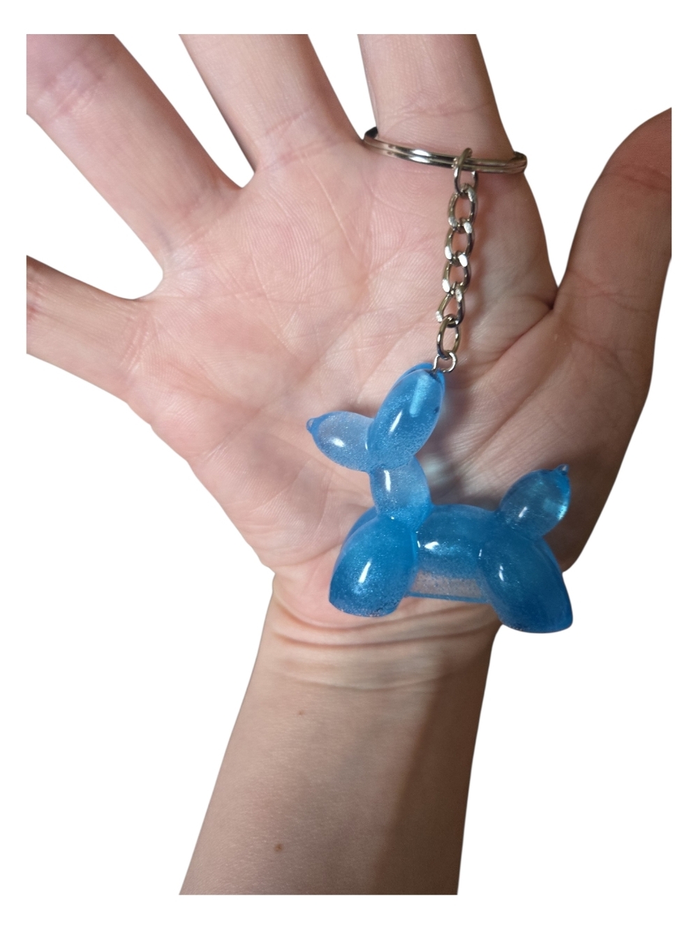 Handmade Resin Balloon Dog Keychain Bag Charm Cute Blue Gifts. 296